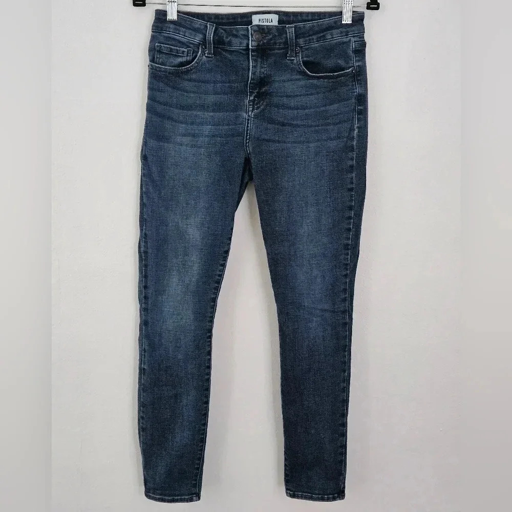 Pistola‎ Denim Womens Size 28 Skinny Jeans Dark Wash Distressed
